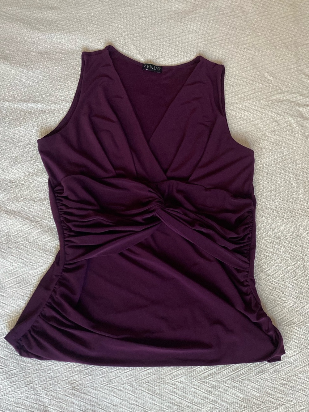 Whimsigoth Venus Sleeveless Twist-Front Top in Deep Plum size Large